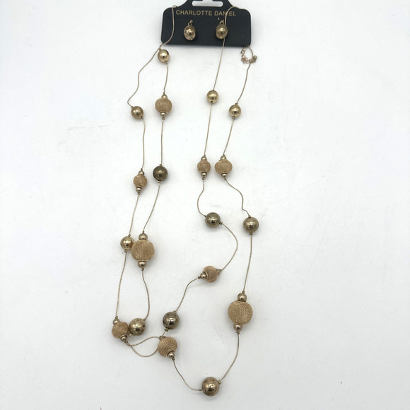 Vintage Charlotte Daniel Gold Tone Necklace And Earrings - Picture 1 of 7